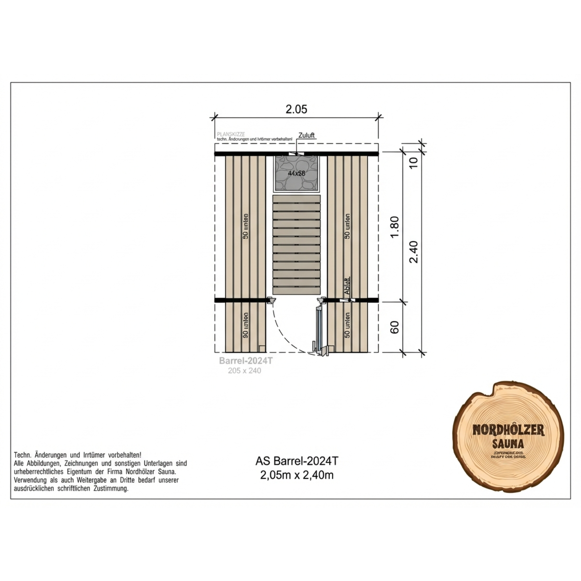 Gartensauna / Fasssauna FASSRA inkl. Terasse